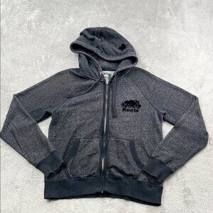 Roots M Gray Cotton Blend Women's Full‎ Zip Up Hoodie